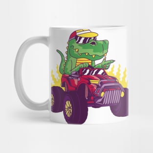 t-rex-dinosaur-driving-car Mug